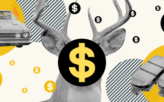 A mashup of sales tactics used in the movie Tommy Boy; represented by a car, deer and break pads.