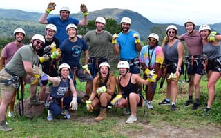 AppSumo coworkers ziplining in Costa Rica