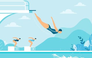 Illustration of a woman diving into a swimming pool