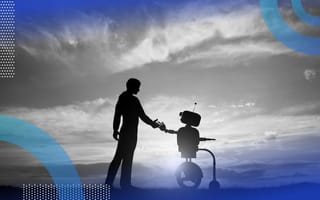 A person shakes hands with a friendly robot