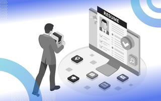 An illustration of a man with a file box walking toward an oversized computer showing his resume. /tech-recruiter-resources/hiring-after-layoff-3-tips