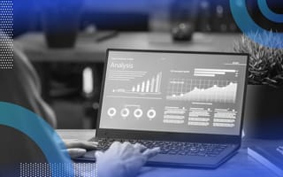 A laptop screen with a data visualization dashboard