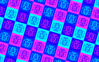 Bug and computer icons in a checkered pattern.