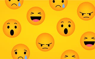 A pattern of emojis expressing surprise, laughter, anger and sadness.