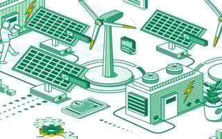 illustration of solar panels and windmills