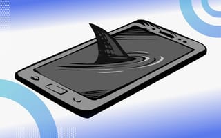 A cartoon of a phone lying flat on its back, a shark fin popping out of the screen that has been made to look like liquid. Symbolzing a threat in the phone. /cybersecurity/securing-saas-apps-devices