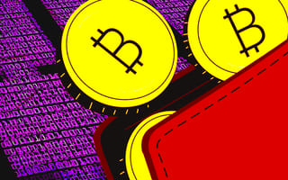 Animated cryptocurrency falling into the best crypto wallet.