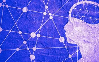 A silhouette of a person's head with a web of connected dots inside their head and out side their head representing intrinsic and extrinsic motivations.