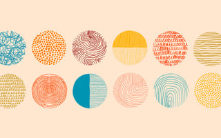 Hand drawn doodle shapes in different colors