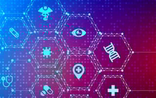 healthcare icons in hexagons