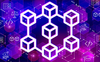 Blockchain icons and different specialization icons for blockchain certifications.