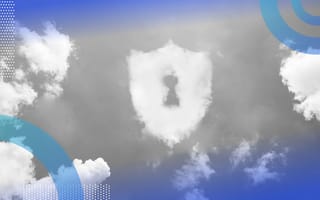 A cloud in the shape of a shield with a keyhole on it