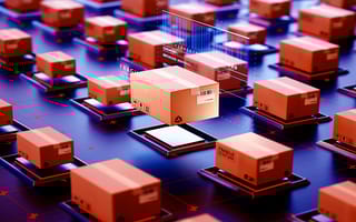 Boxes being shipped through automated shipping technology developed by shipping companies.