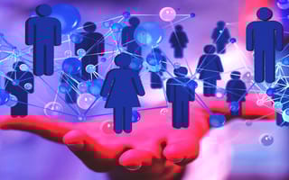 A chief human resource officer holding out their hand with people icons floating above it.