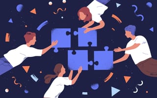 digital art of people fitting puzzle pieces together