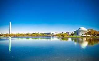 National Mall Skyline Washington Monument and Thomas Jefferson Memorial
