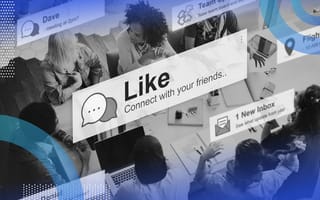 A group of people communicate on social media