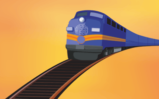 Blue and black train with web3 image