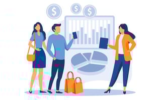 Illustration of a sales team having a meeting
