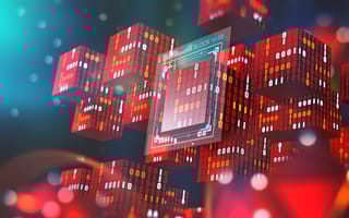 Blockchain and AI: How They Integrate and 26 Examples group of blocks with binary code on them floating in digital space