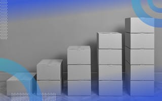 five stacks of boxes increasing in size incrementally