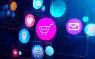 A group of icons including a shopping cart, location marker, globe, and data representing the different metrics measured by customer data platforms.