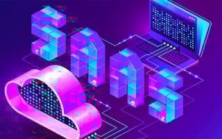 A digital cloud connected to a computer through a set of modules organized into the the word "SAAS."