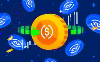 Stablecoins floating in space.