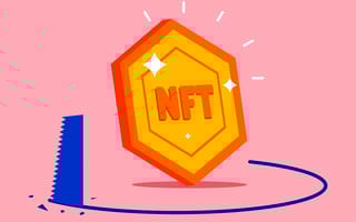 A NFT scammer sawing a circle under a NFT token attempting to steal the NFT.