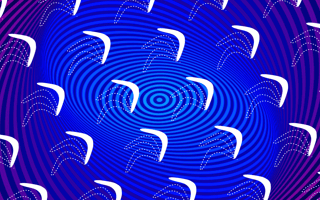 A pattern of boomerangs representing boomerangs spiraling back to their previous jobs.