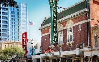 Paramount and State theaters on South Congress St. in Austin