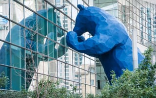 blue bear statue in denver