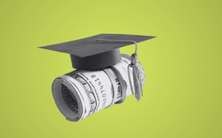 graduation cap with money
