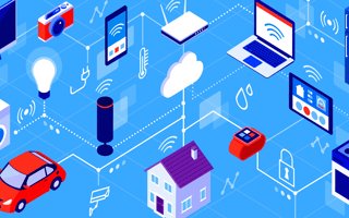 A pattern of IoT devices connected to each other.