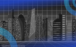 A graphic illustration of a futuristic neon city. /media-gaming/what-is-digital-real-estate