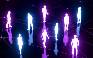 A group of digital people in a Web3 space with their likeness obscured to preserve their anonymity.