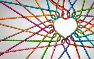 different colored ropes shaped as a heart