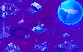 A globe connected wirelessly to IoT industries and applications.