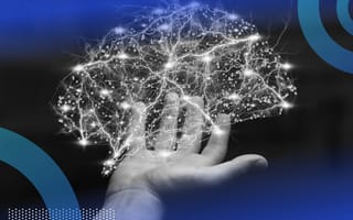 hand holding a brain representing neural network