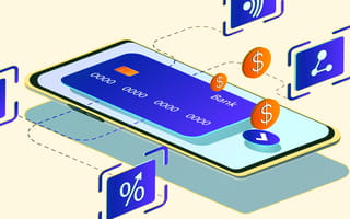 What Is Embedded Finance? A credit car and embedded finance icons integrated into a smart phone.