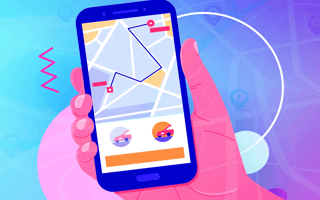 A person holding a smart phone with a ride share app displayed.