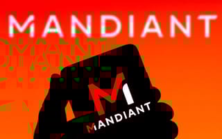 Mandiant logo on iPhone on red background