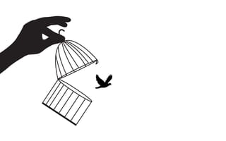 graphic of hand letting bird out of cage