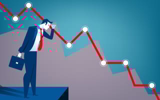 A graphic of a salesperson watching sales numbers go down.