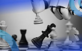 robot playing chess capturing the queen