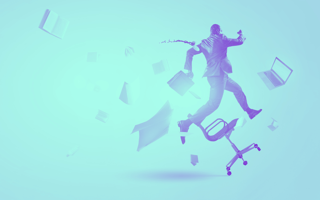 businessman running upward