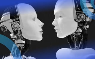 male and female robots looking at each other