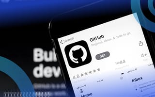 A smartphone displays a GitHub icon
