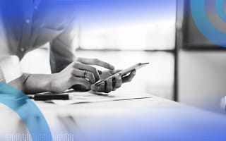 A user works on a smartphone