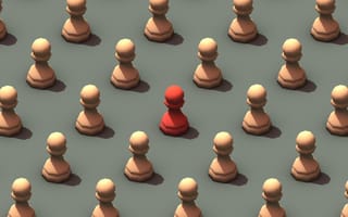 digital art of chess pieces focused on one red piece